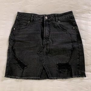 Black denim skirt